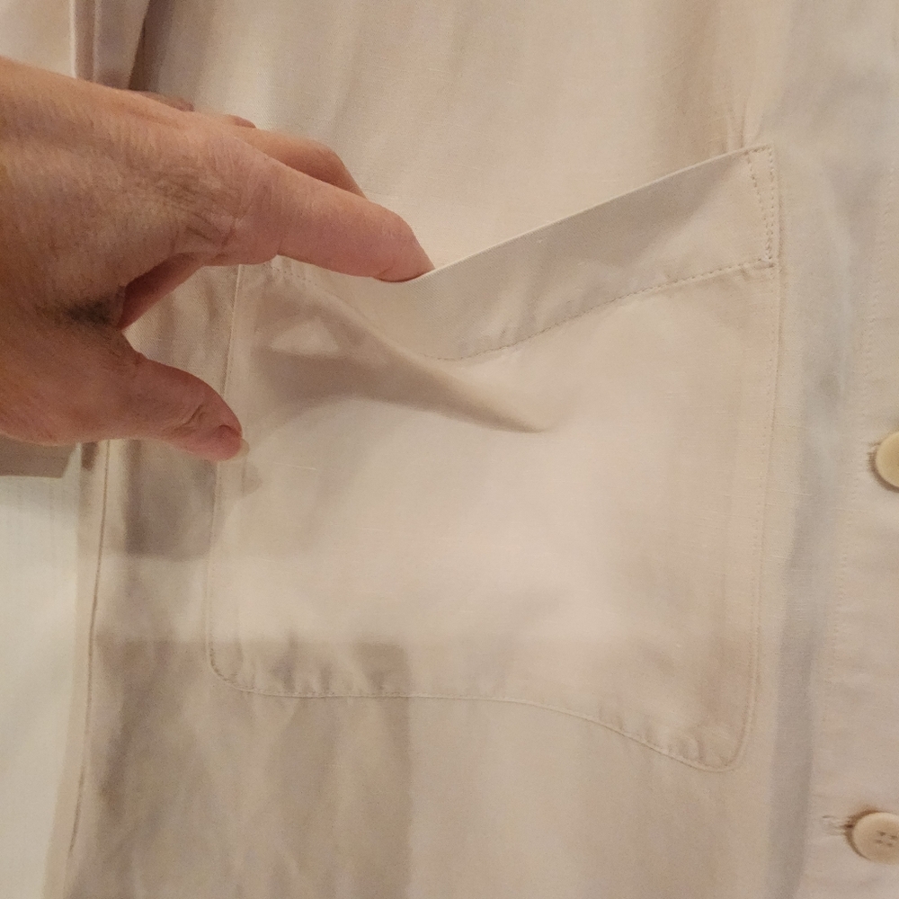Eileen Fisher Ivory Long Button Front Coat - Picture 6 of 11